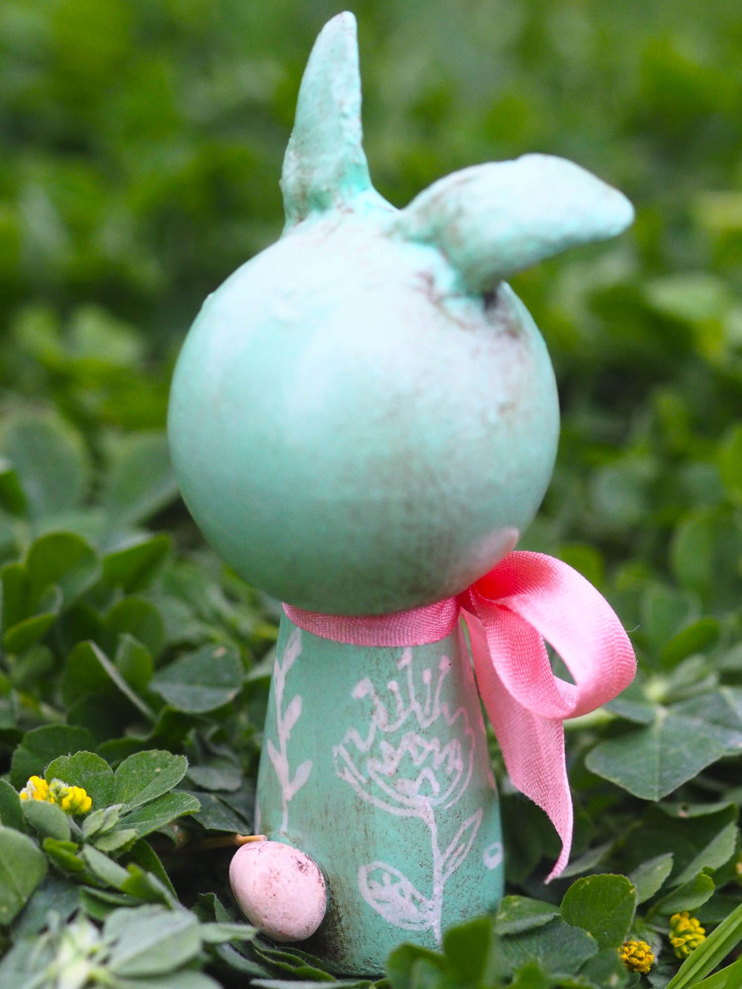APPLE BLOSSOM. A handmade kokeshi easter rabbit bunny doll by Danita., Miniature Dolls by Danita Art