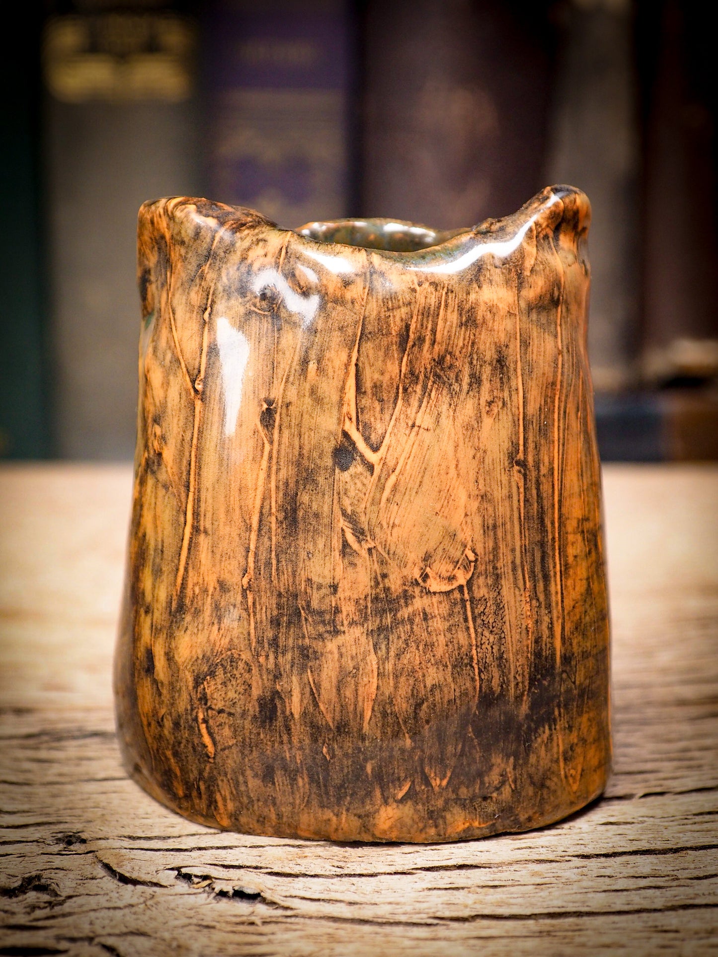 Original handmade ceramic artist brush and pencil holder cute fox by Idania Salcido, Danita Art. A unique ceramic artwork designed and hand built Idania Salcido. A beautiful handmade touch to any artist's studio with handmade glazed ceramic good for watercolors acrylics inks and oil paints. Clean with water or mineral spirits.