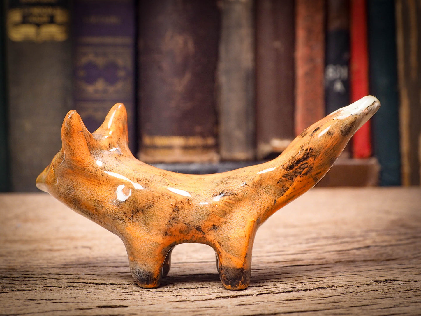 Original handmade ceramic artist color pencil brush holder fox by Idania Salcido, Danita Art. Unique ceramic art designed and hand built Idania Salcido. A beautiful handmade touch to any artist's studio with handmade glazed ceramic good for watercolors acrylics inks and oil paints. Clean with water or mineral spirits.