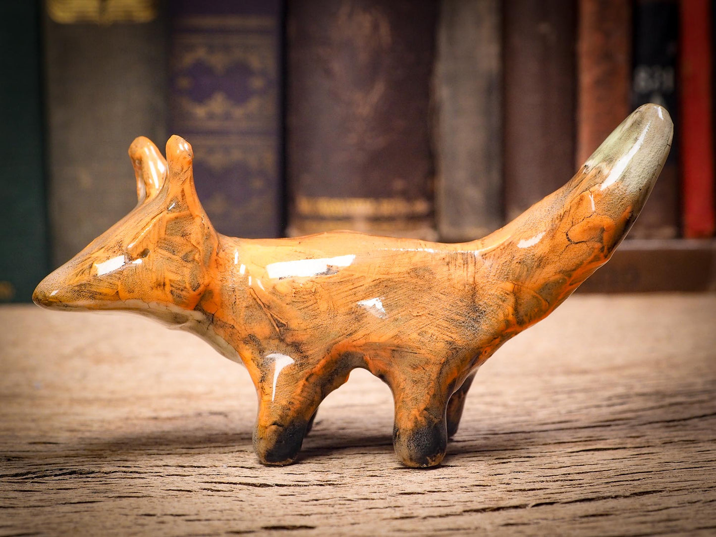 Original handmade ceramic artist color pencil brush holder fox by Idania Salcido, Danita Art. Unique ceramic art designed and hand built Idania Salcido. A beautiful handmade touch to any artist's studio with handmade glazed ceramic good for watercolors acrylics inks and oil paints. Clean with water or mineral spirits.