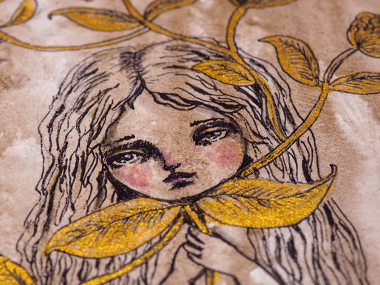 FLOWERING - An original mixed media painting in watercolor and ink by Danita Art, Original Art by Danita Art