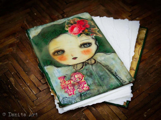 Original beeswax art journal, an upcycled antique book, Art Journal by Danita Art