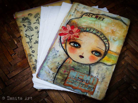 Original beeswax art journal, an upcycled antique book, Art Journal by Danita Art