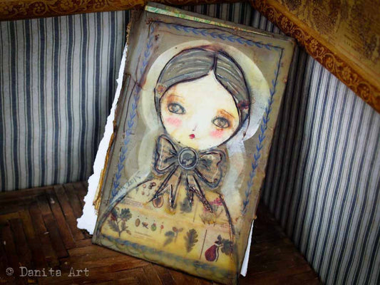 Original beeswax art journal, an upcycled antique book, Art Journal by Danita Art