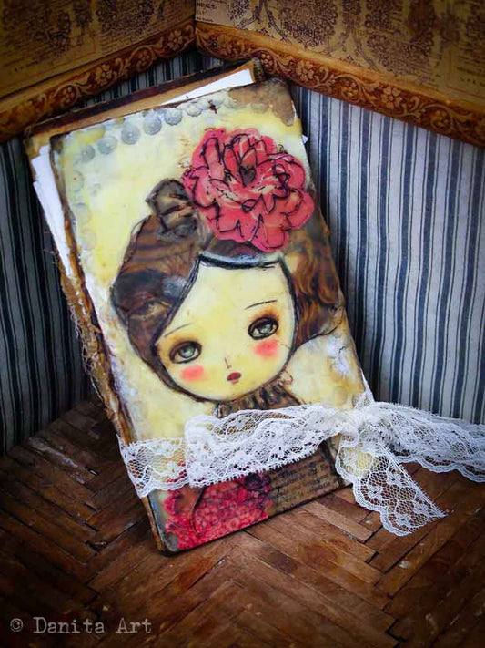 Original beeswax art journal, an upcycled antique book, Art Journal by Danita Art