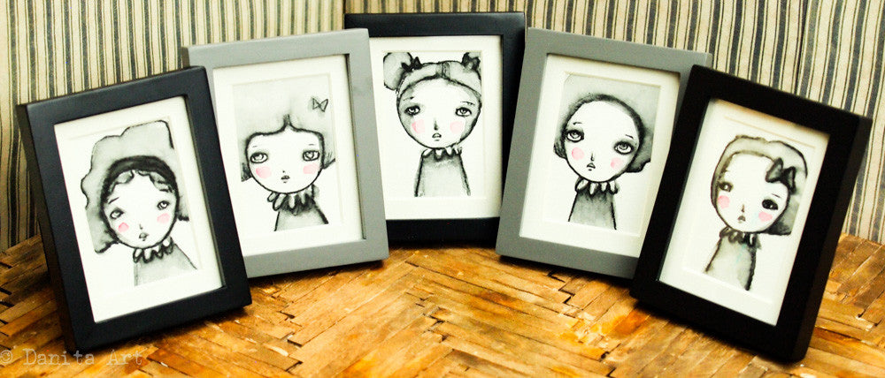 Monochrome watercolor study #1 - Original ACEO watercolor painting, Original Art by Danita Art