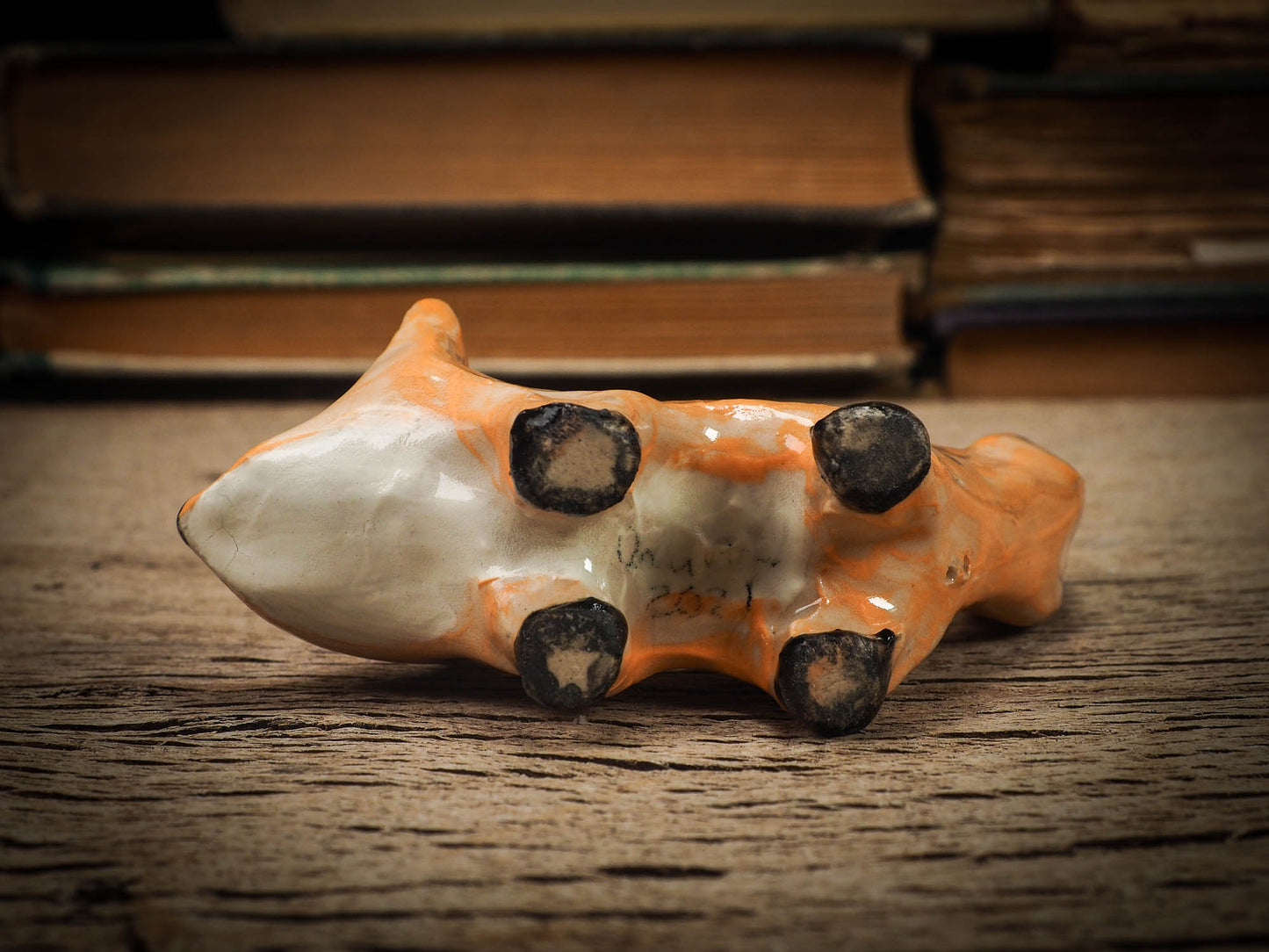 Original handmade ceramic artist color pencil brush holder red fox by Idania Salcido, Danita Art. Unique ceramic art designed and hand built Idania Salcido beautiful handmade touch to any artist's studio with handmade glazed ceramic good for watercolors acrylics inks and oil paints. Clean with water or mineral spirits.