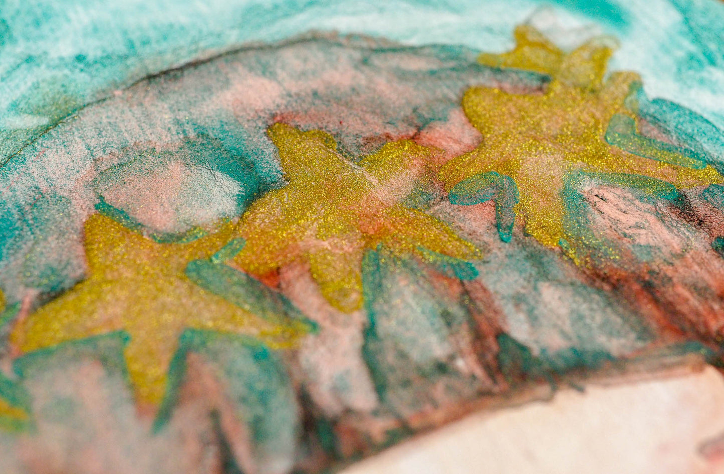 Mermaids are part of danita's painting repertoire, I love painting them! I am painting lots of watercolors now due my lack of space, but that has not stopped my creativity! I got a few oval wood panels and I have been using them to paint original watercolor paintings and illustration.