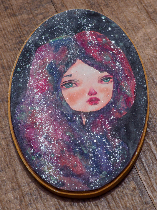 CASSIOPEIA - One of Danita's deep space inspired watercolor portraits, Original Art by Danita Art