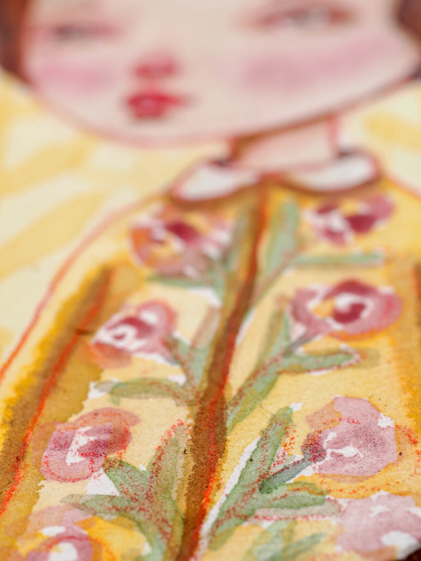ANITA - Original watercolor portrait on wood by Danita, Original Art by Danita Art