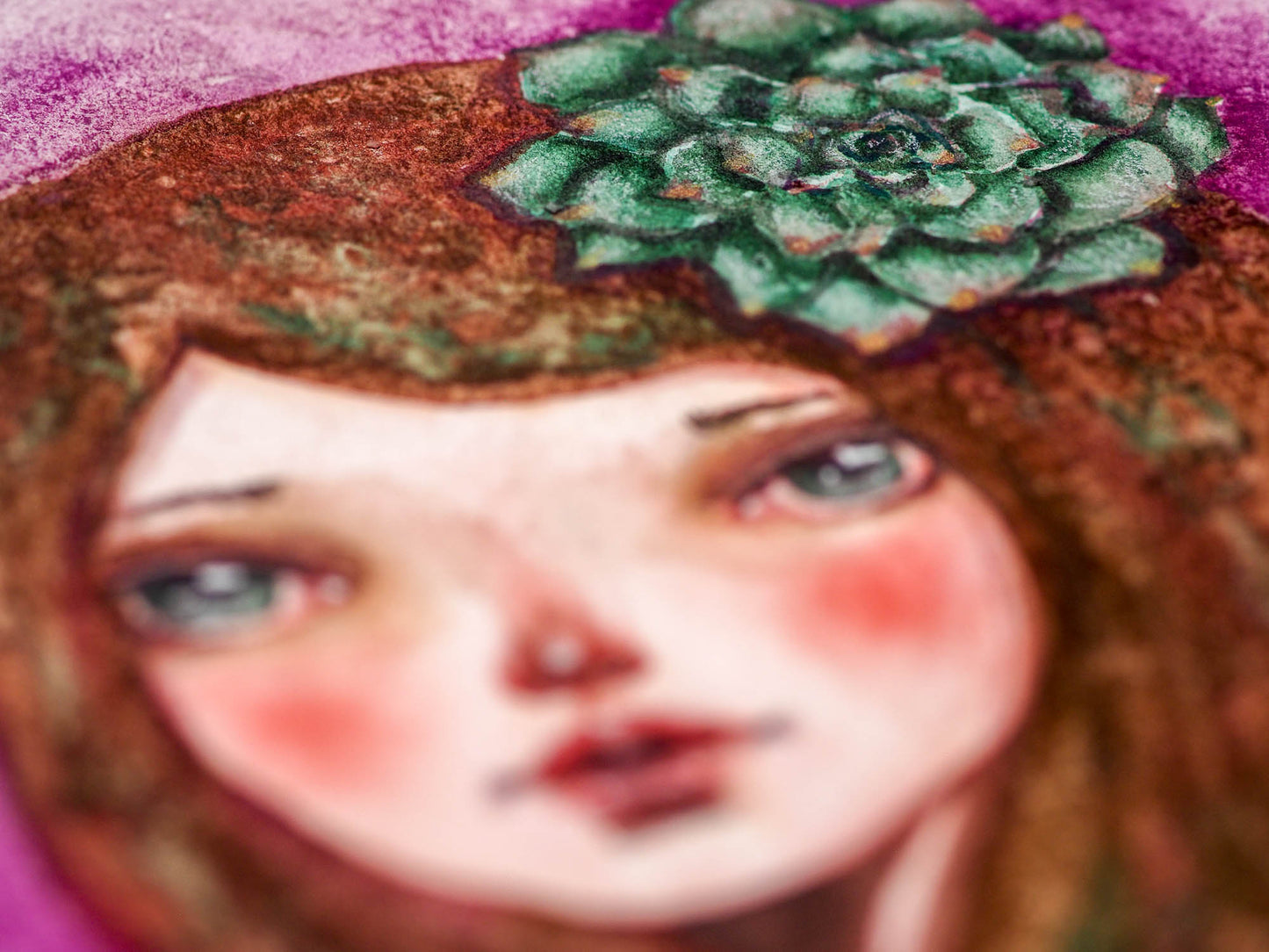 SUCCULENT - Spring garden inspired watercolor original by Danita, Original Art by Danita Art