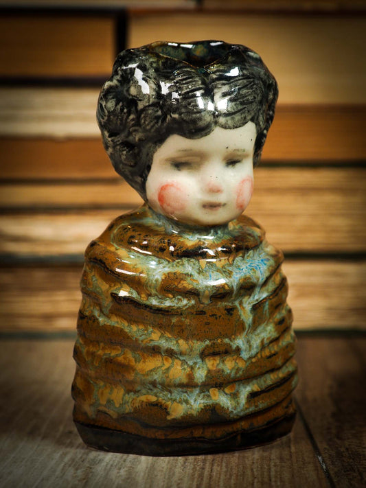 Original handmade ceramic artist brush and pencil holder by Idania Salcido, Danita Art. A unique ceramic artwork designed and hand built Idania Salcido. A beautiful handmade touch to any artist's studio with handmade glazed ceramic good for watercolors acrylics inks and oil paints. Clean with water or mineral spirits.