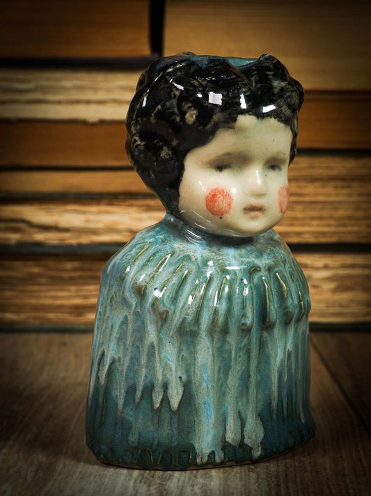 Original handmade ceramic artist brush and pencil holder by Idania Salcido, Danita Art. A unique ceramic artwork designed and hand built Idania Salcido. A beautiful handmade touch to any artist's studio with handmade glazed ceramic good for watercolors acrylics inks and oil paints. Clean with water or mineral spirits.