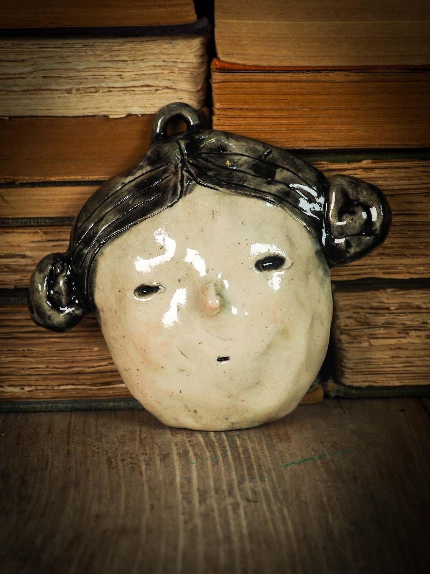 Original handmade ceramic decorative head bust figurine by Idania Salcido, Danita Art. A unique ceramic artwork designed, hand sculpted and fire glazed on my studio. Beautiful handmade touch for any home, this unique original figurine will highlight and match a personal home decoration style, vintage, eclectic, modern.