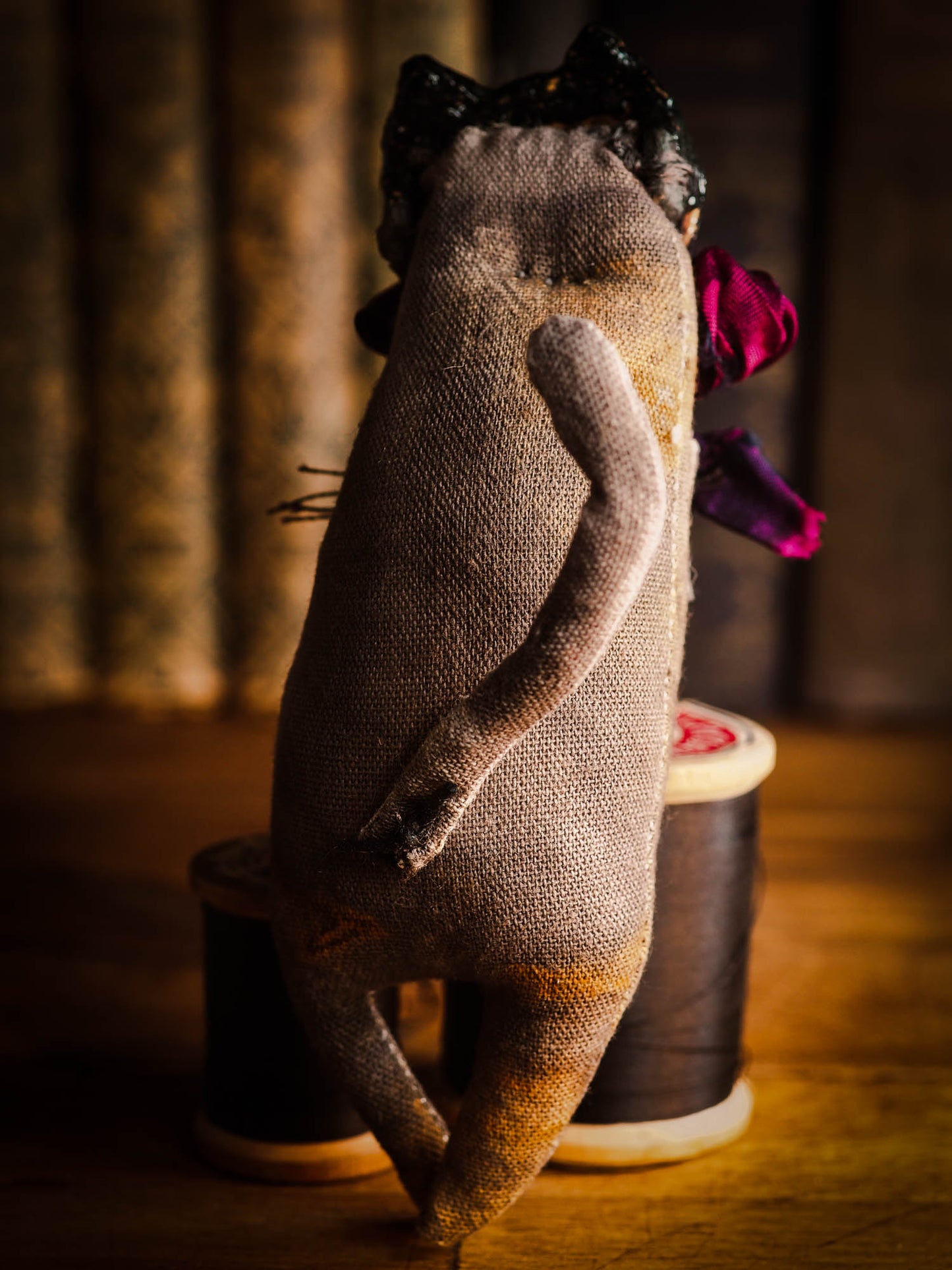 Pet House Cat Handmade Art Doll by Idania Salcido. Danita creates beautiful Hand Made Art dolls with natural pigments to produce the most vintage looking toys and home decoration original art dolls.