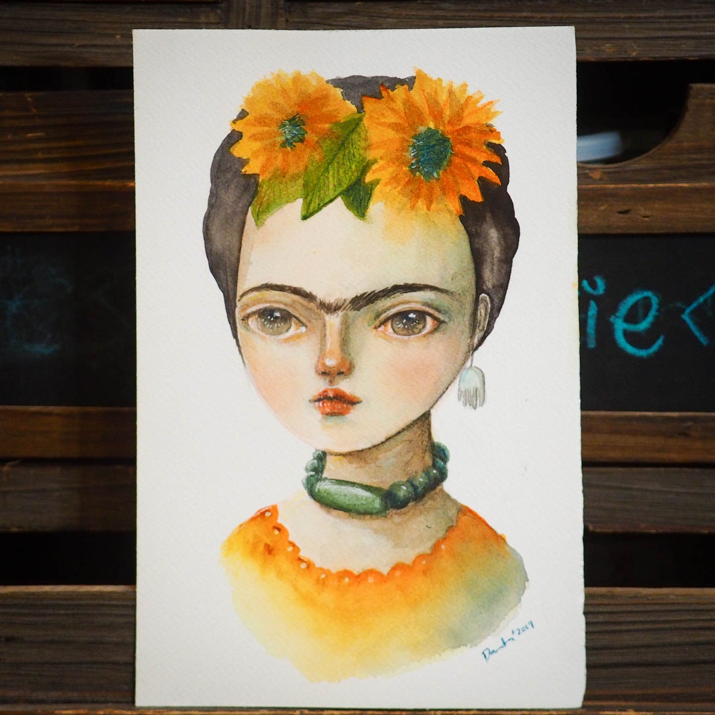 FRIDA AND THE SUNFLOWERS, Original Art by Danita Art