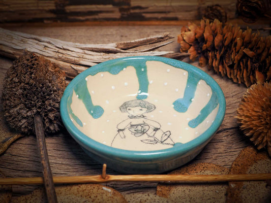 This one of a kind hand made, glazed ceramic cake plate is hand sculpted, painted and glazed by me, Idania Salcido, the artist behind Danita Art, using my very own kiln. The painting underneath the food safe glaze has a dreamy, watercolor feel to it, with a touch of vintage, so they look old, worn out.