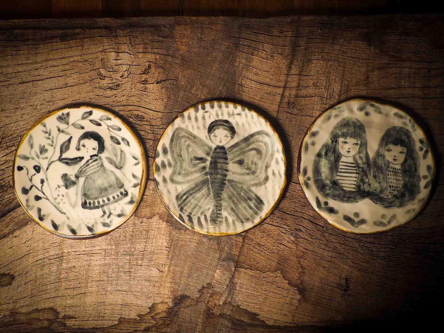 This one of a kind hand made, glazed ceramic cake plate is hand sculpted, painted and glazed by me, Idania Salcido, the artist behind Danita Art, using my very own kiln. The painting underneath the food safe glaze has a dreamy, watercolor feel to it, with a touch of vintage, so they look old, worn out.