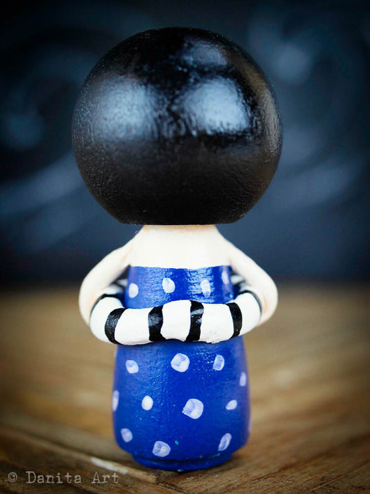 Violet, the purple summer beach kokeshi doll, Miniature Dolls by Danita Art