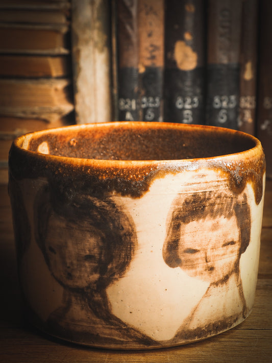 An original Idania Salcido Danita Art ceramic cat pet food plate. Handmade from stoneware, this glazed ceramics one of a kind artwork is perfect for any kitchen plate and bowls unique collection. Thumbprints and intentionally irregular shape give the bowl a cozy, warmly familiar feel when you pick it.