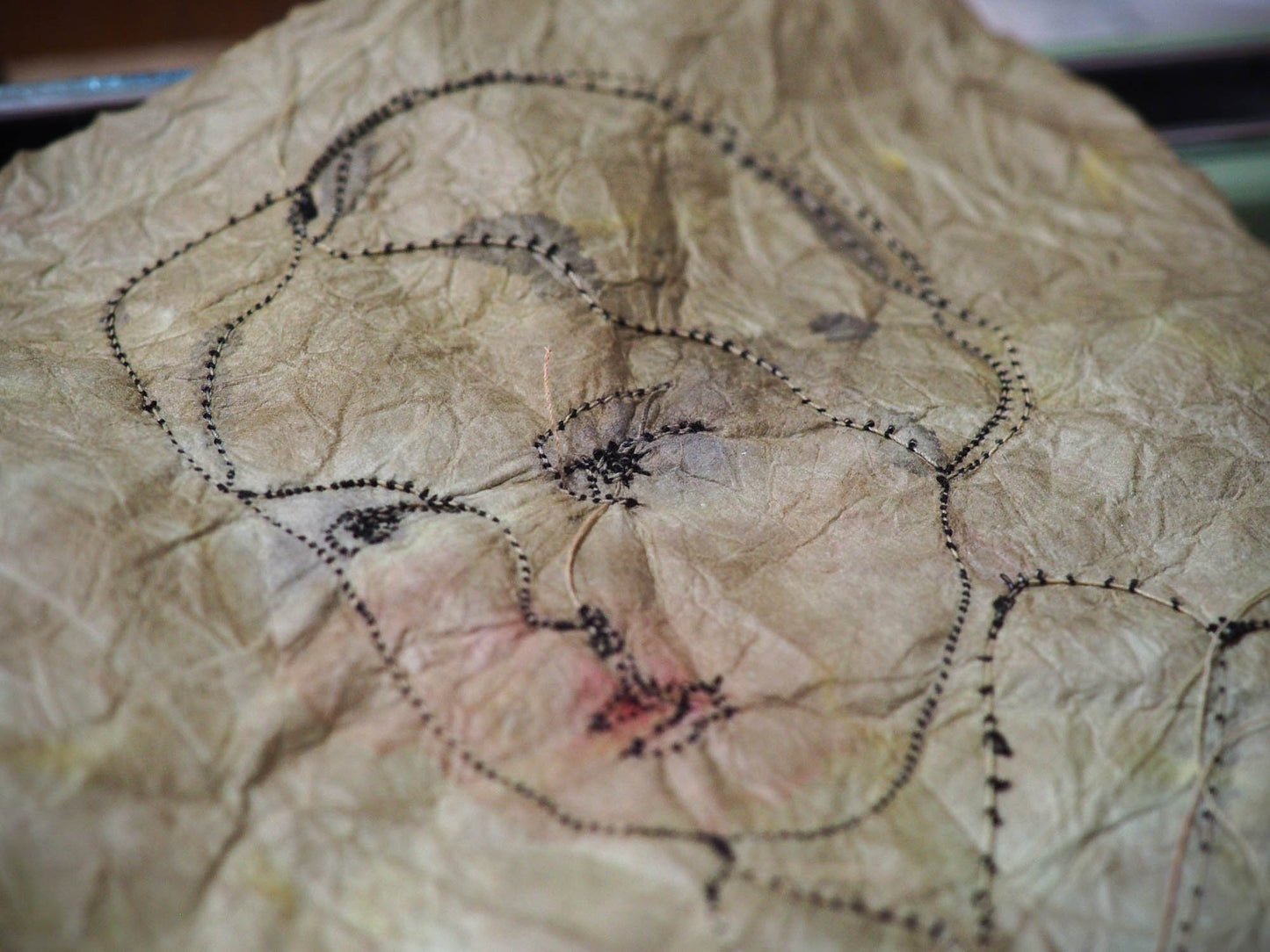 An original mixed media textile art female vintage portrait by Danita Art. Fabric paper, thread, acrylics, watercolor and inks mix to create a beautiful textile mixed media frameable work of art.