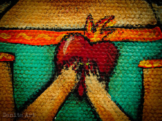 Frida and the burning heart, Original Art by Danita Art