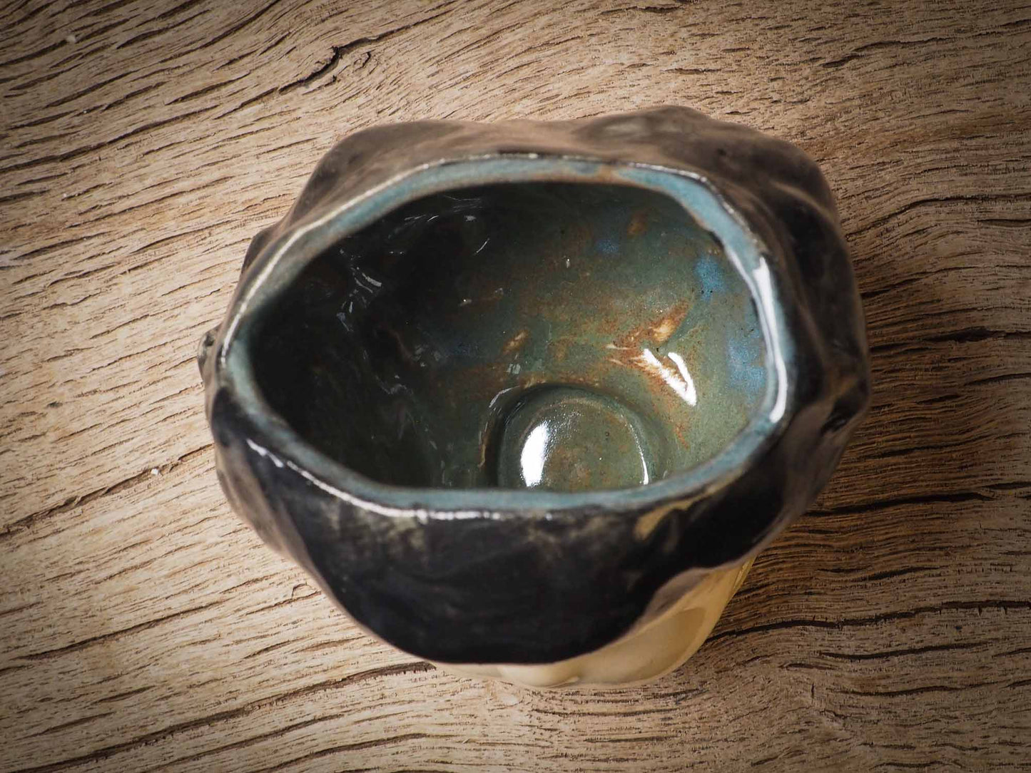 Original handmade ceramic artist brush and pencil holder by Idania Salcido, Danita Art. A unique ceramic artwork designed and hand built Idania Salcido. A beautiful handmade touch to any artist's studio with handmade glazed ceramic good for watercolors acrylics inks and oil paints. Clean with water or mineral spirits.