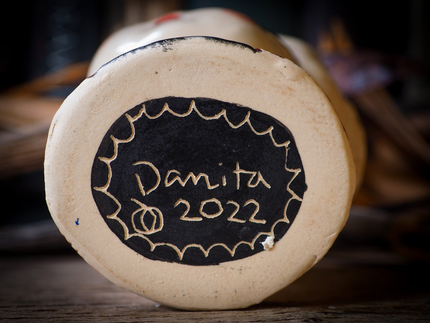 Fire glazed ceramic figurine by Idania Salcido, Danita Art. On Halloween, Danita creates spooky cute hand made ceramic figures to decorate your home in the scariest holiday of the year. Ghosts, witches, ghouls, vampires, black cats, pumpkins, jack-o-lantern and creatures of the night in glazed ceramic home decor.