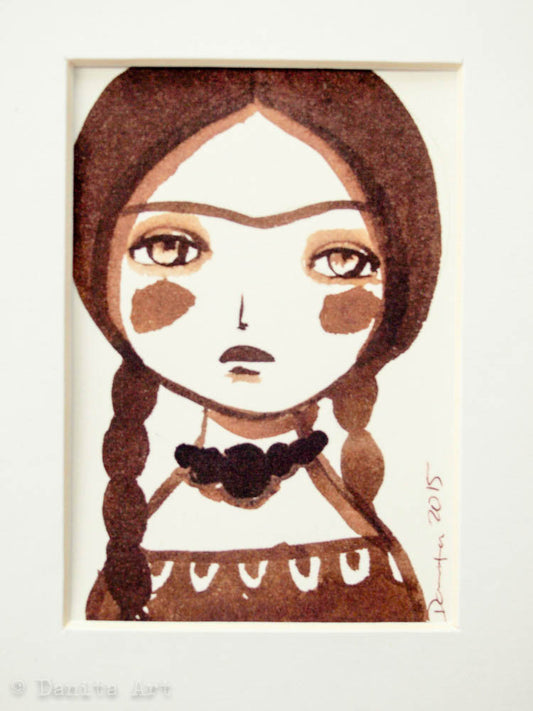 Monochrome Frida original watercolor ACEO Card study #7, Original Art by Danita Art