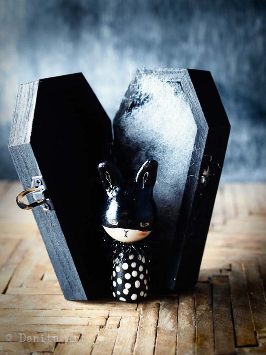 The dark bunny, Miniature Dolls by Danita Art