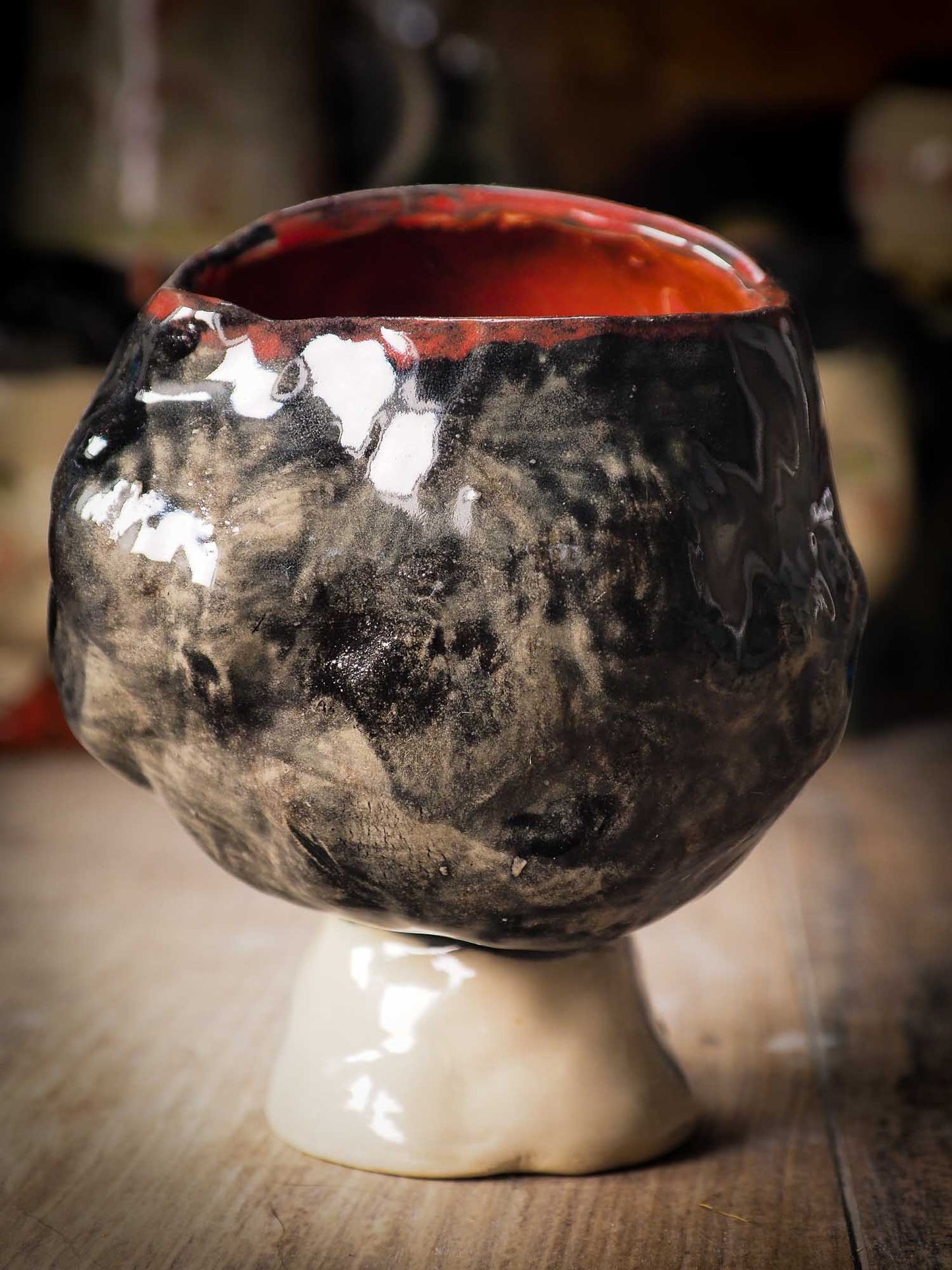 Original handmade ceramic artist brush and pencil holder by Idania Salcido, Danita Art. A unique ceramic artwork designed and hand built Idania Salcido. A beautiful handmade touch to any artist's studio with handmade glazed ceramic good for watercolors acrylics inks and oil paints. Clean with water or mineral spirits.