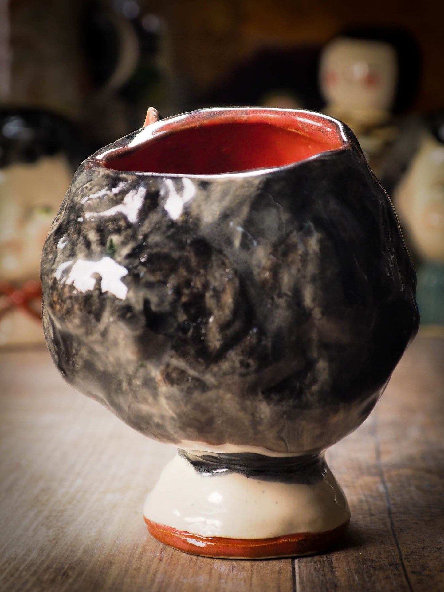 Original handmade ceramic artist brush and pencil holder by Idania Salcido, Danita Art. A unique ceramic artwork designed and hand built Idania Salcido. A beautiful handmade touch to any artist's studio with handmade glazed ceramic good for watercolors acrylics inks and oil paints. Clean with water or mineral spirits.