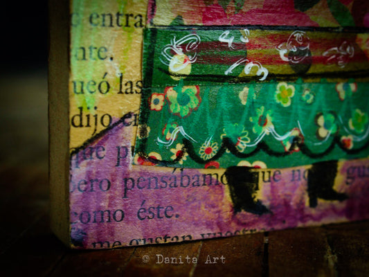 Frida in a Pink Dress, Original Art by Danita Art