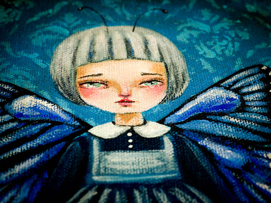 The universe blessed Danita with a message. An original mixed media butterfly painting with a folk art and surreal touch.