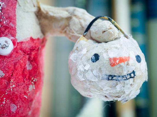 Original artwork by Danita. Spun cotton Christmas tree handmade ornament, original one of a kind decor, home decoration with a Folk Art touch nice Holiday decor