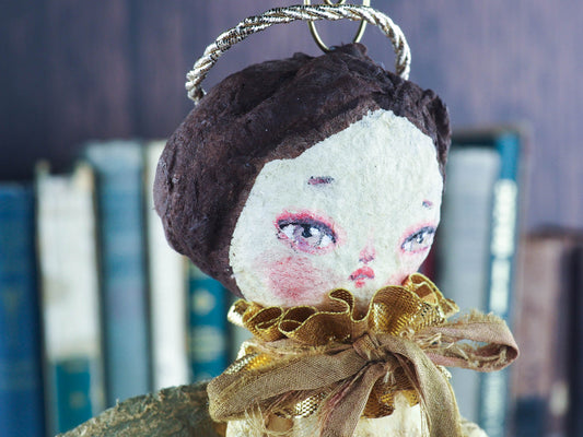 Christmas tree angel topper. Place it on top of your tree and make Holiday family memories with handmade ornament by Danita. spun cotton, high quality hand crafted art.