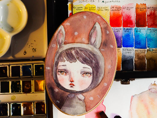 THE BUNNY - Woodland inspired watercolor painting by Danita