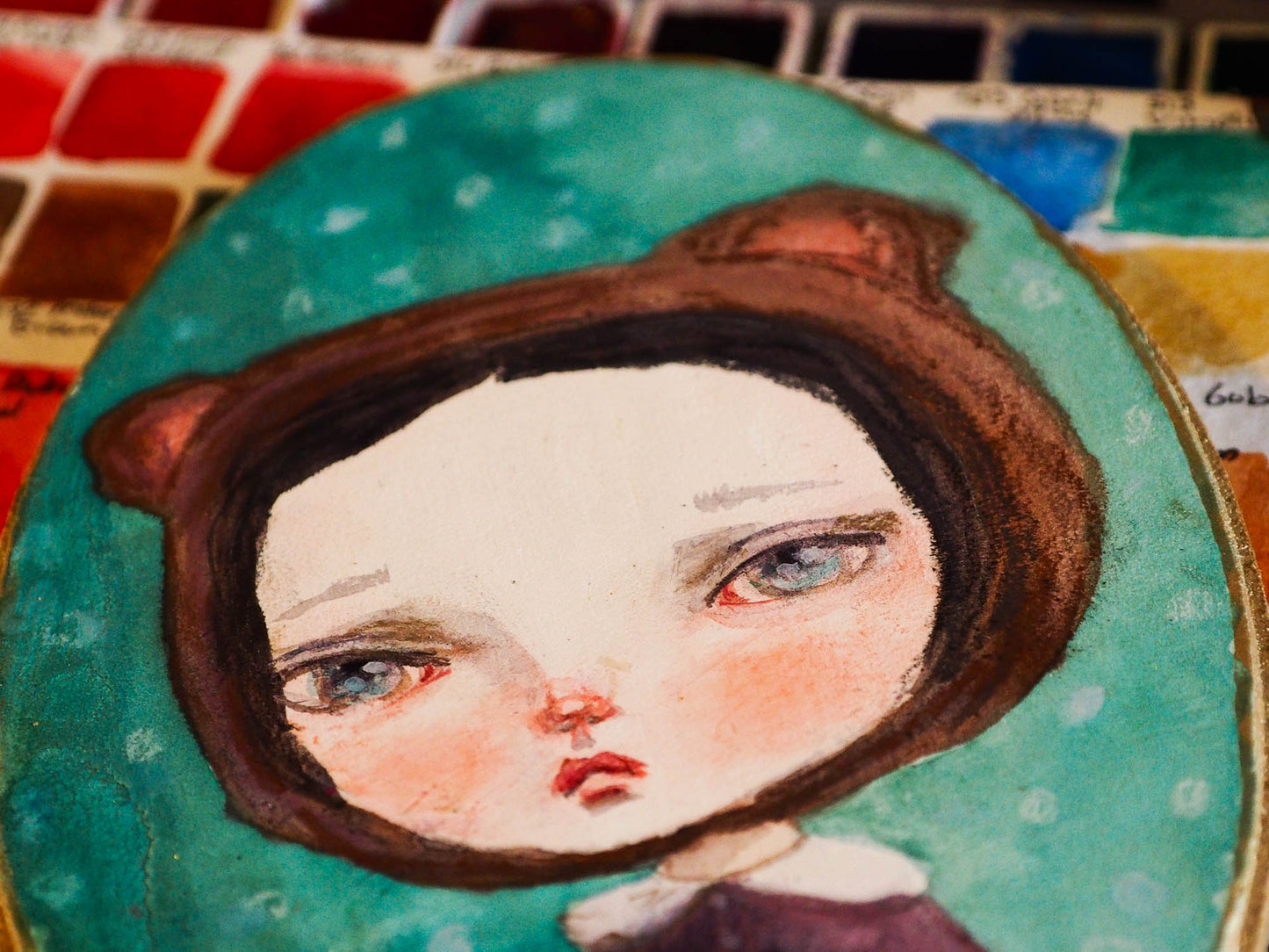 THE BEAR - An original watercolor painting on wood by Danita Art