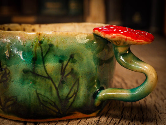 An original Christmas fire glazed ceramic handmade piece by Idania Salcido, the artist behind Danita Art. Glazed, carved sgraffito stoneware, hand painted and decorated, it is illustrated by hand with snowmen, Christmas trees, Santa Claus, angels and snow balls and winter themes.