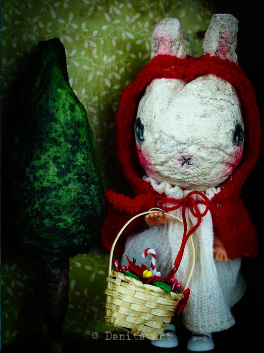 Little Red Bunny Hood, Art Doll by Danita Art