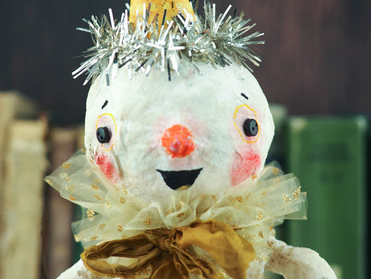 Original artwork by Danita. Spun cotton Christmas tree handmade ornament, original one of a kind decor, home decoration with a Folk Art touch nice Holiday decor