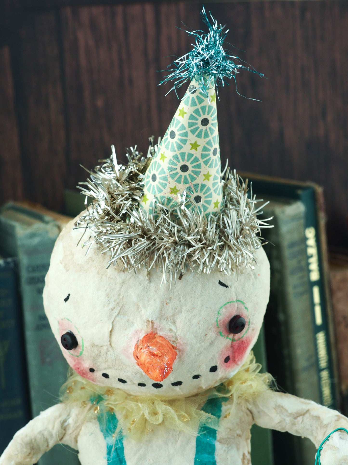 JOHN, THE BLUE SNOWMAN, Art Doll by Danita Art