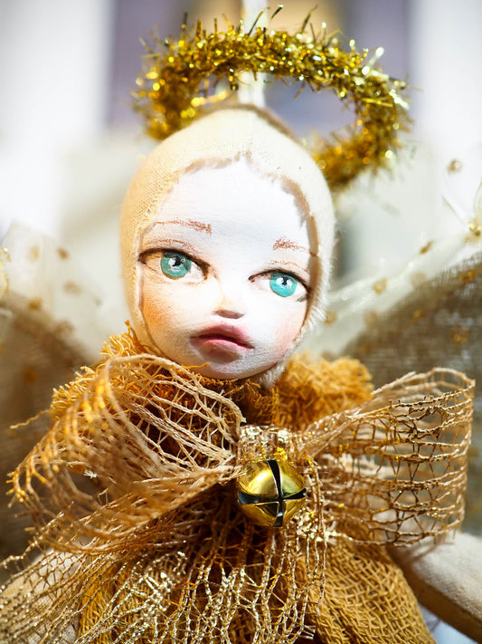 ARIEL - A Handmade Christmas tree topper angel ornament by Danita Art, Art Doll by Danita Art