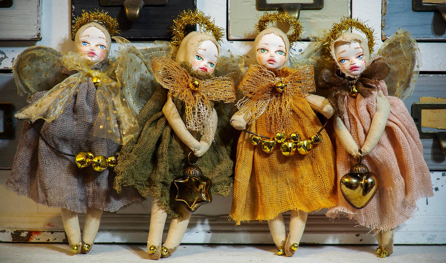 ARIEL - A Handmade Christmas tree topper angel ornament by Danita Art, Art Doll by Danita Art