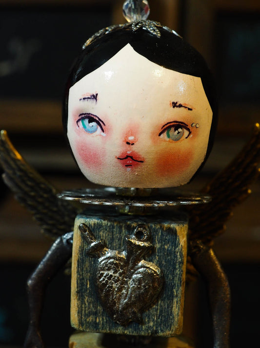 ANGEL No. 1 - An original handmade Christmas tree ornament by Danita, Miniature Dolls by Danita Art