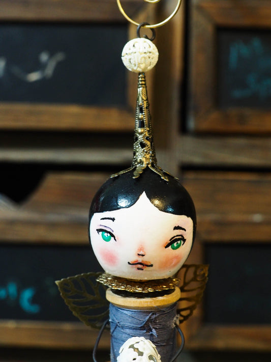 ANGEL No. 2 - An original handmade Christmas tree ornament by Danita, Miniature Dolls by Danita Art