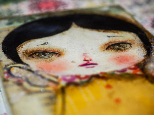 AMBER - Original collage holiday angel painting by Danita Art, Original Art by Danita Art