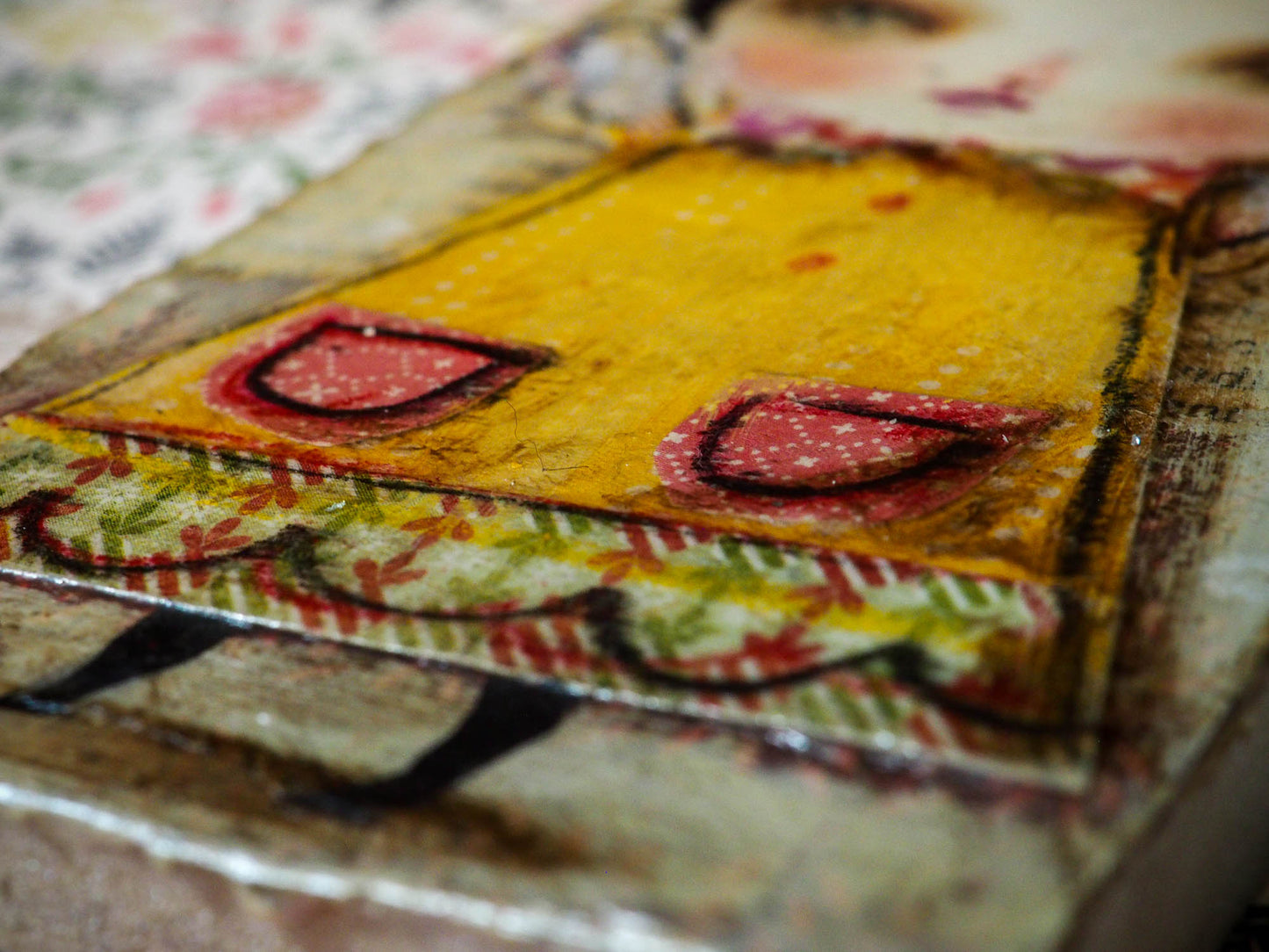 AMBER - Original collage holiday angel painting by Danita Art, Original Art by Danita Art