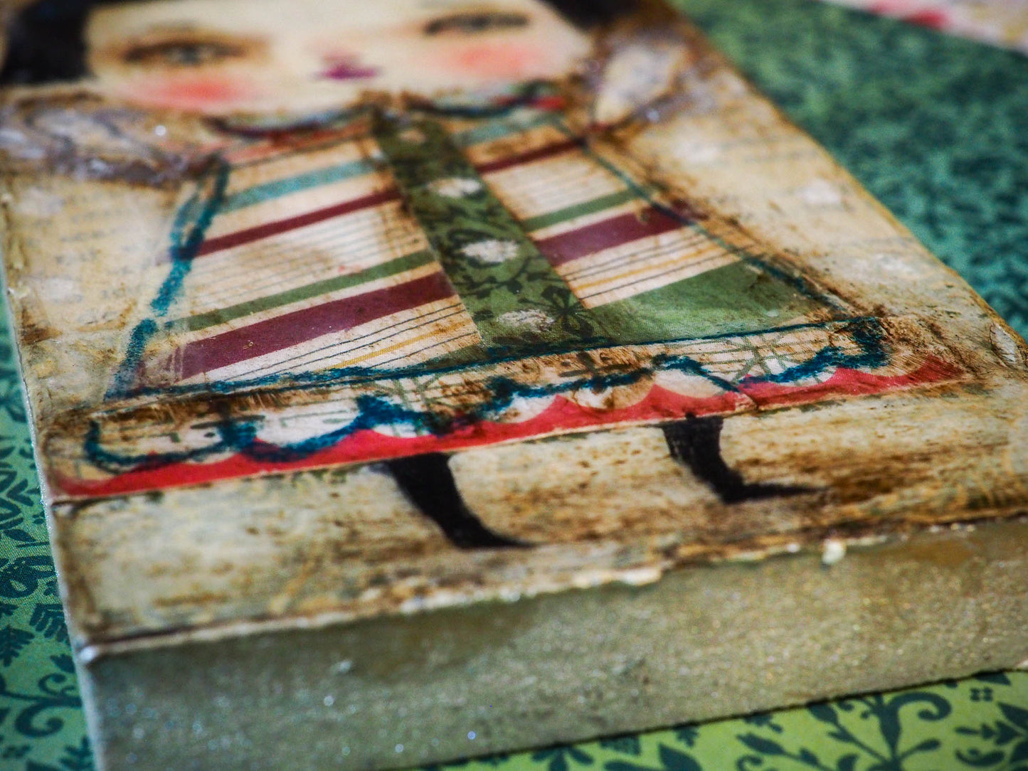 ESMERALDA - Original collage holiday angel painting by Danita Art, Original Art by Danita Art