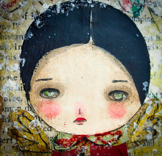 Snow angel in red, Original Art by Danita Art